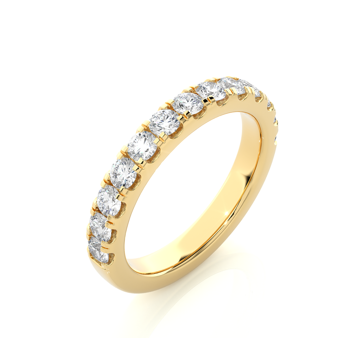 0.96 CT Round Cut Lab Grown Diamond Micro Pave Band  13 Stone IGI Certified