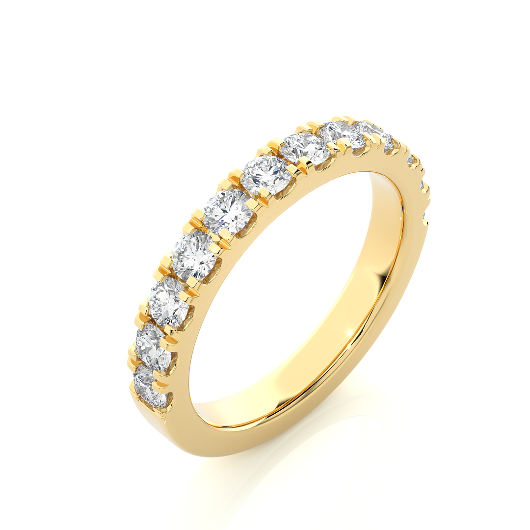 0.99 CT Round Cut Lab Grown Diamond Micro Pave Band  12 Stone IGI Certified