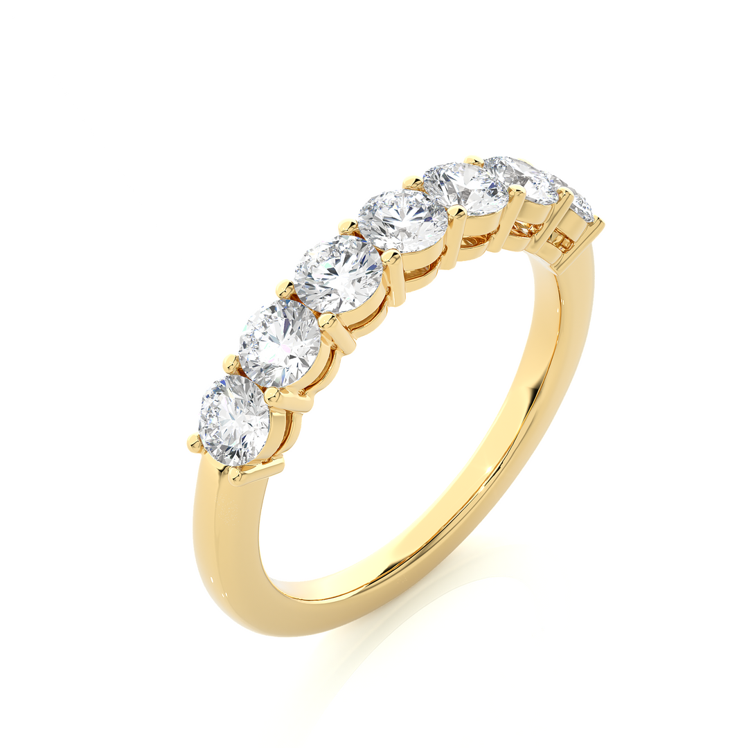 1.13 CT Round Cut Lab Grown Diamond Prong Set Band  7 Stone IGI Certified