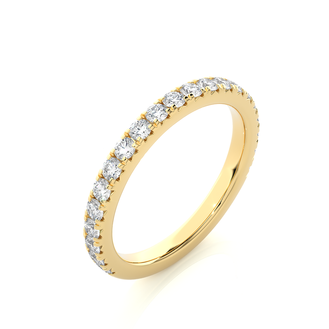 0.73 CT Round Cut Lab Grown Diamond Micro Pave Band  21 Stone IGI Certified