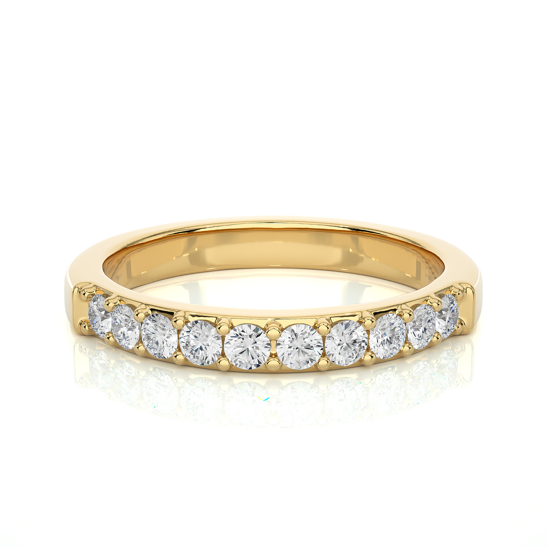 0.40 CT Round Cut Lab Grown Diamond Prong Set Band  10 Stone IGI Certified