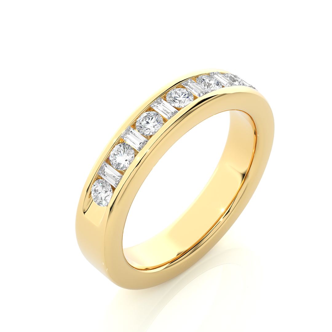 0.52 CT Baguette & Round Cut Lab Grown Diamond Channel Set Band  13 Stone IGI Certified