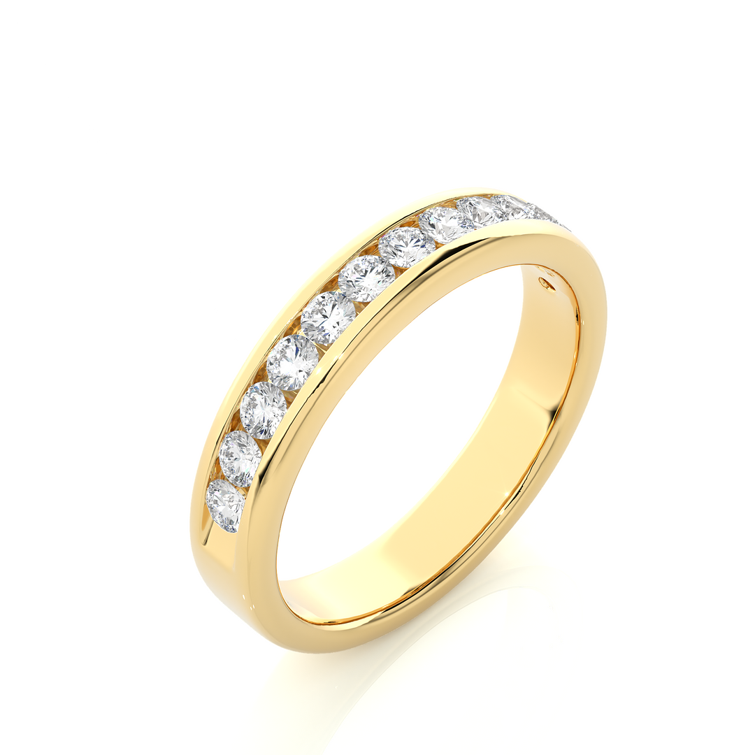 0.52 CT Round Cut Lab Grown Diamond Channel Set Band  13 Stone IGI Certified