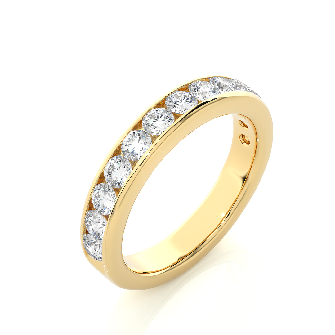 0.96 CT Round Cut Lab Grown Diamond Channel Set Band  13 Stone IGI Certified