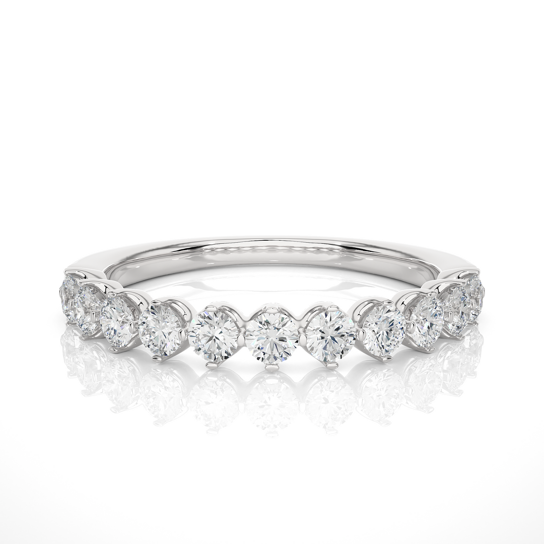 0.57 CT Round Cut Lab Grown Diamond Prong Set Band  11 Stone IGI Certified