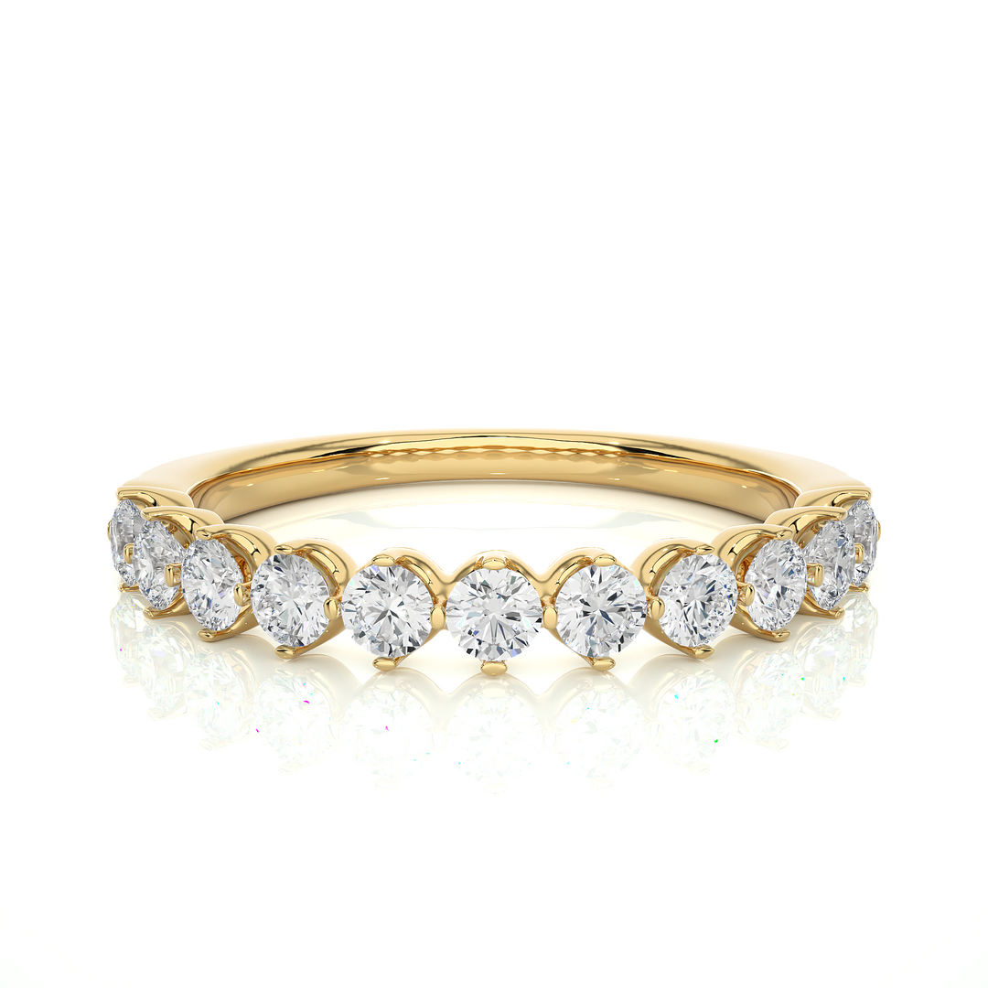 0.57 CT Round Cut Lab Grown Diamond Prong Set Band  11 Stone IGI Certified