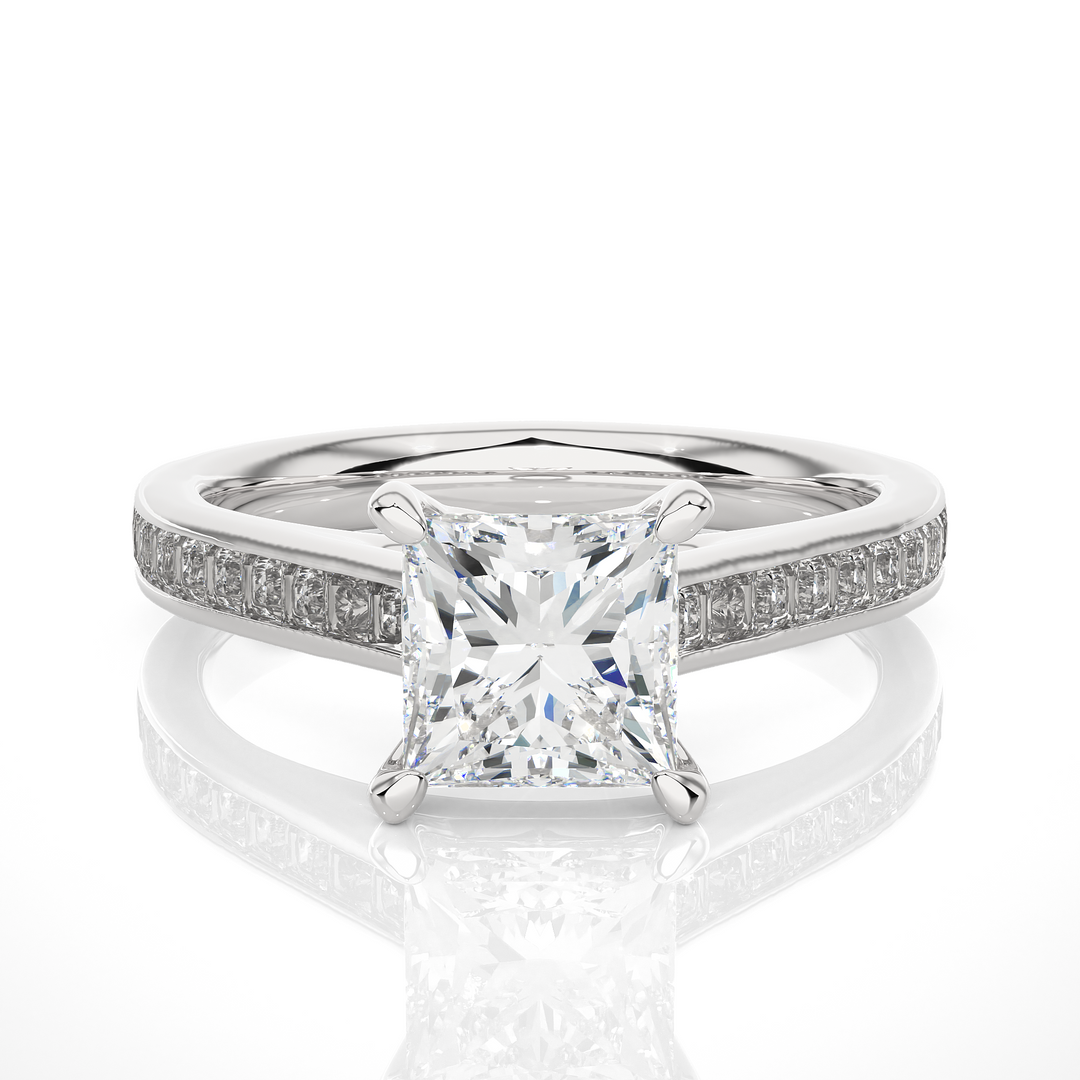 1.95 CTW Princess Cut Lab-Grown Diamond Channel Set Engagement Ring E-F / VVS-VS