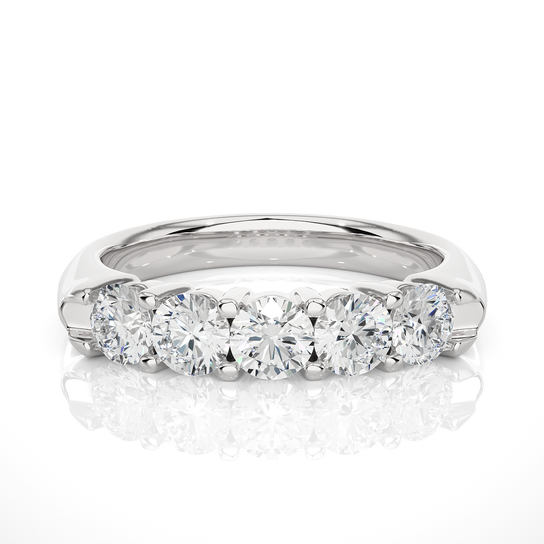 1.11 CT Round Cut Lab Grown Diamond Band  5 Stone IGI Certified