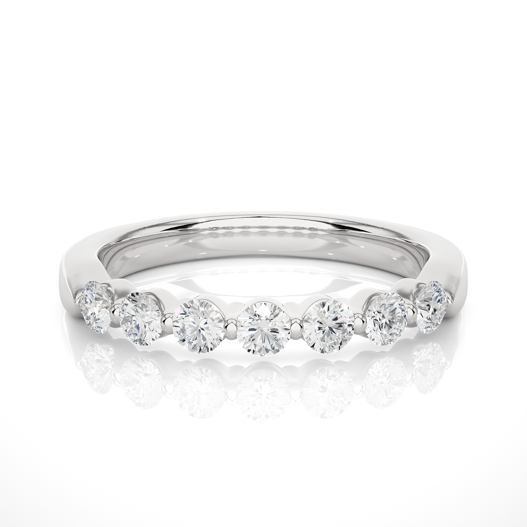 0.52 CT Round Cut Lab Grown Diamond Bar Set Band  7 Stone IGI Certified