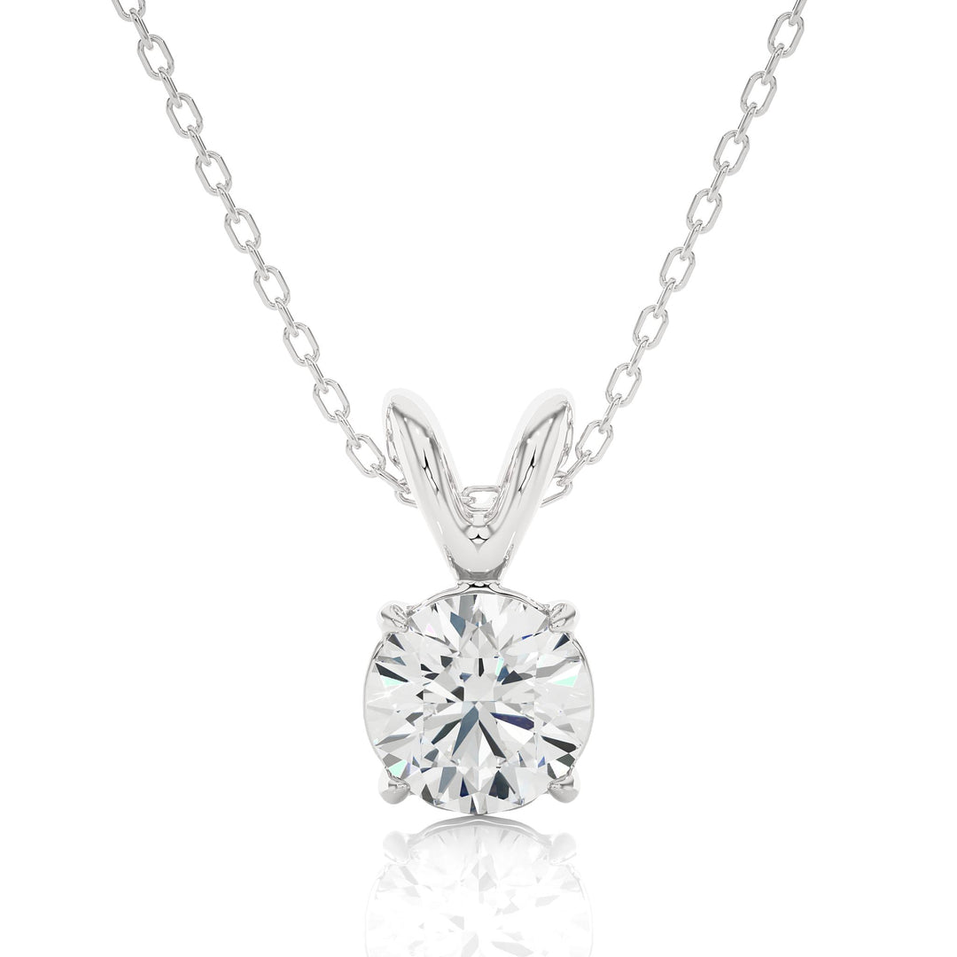 0.59 CT Lab-Grown Diamond Solitaire Pendant Necklace | Round Cut | 4-Prong | Solid Gold