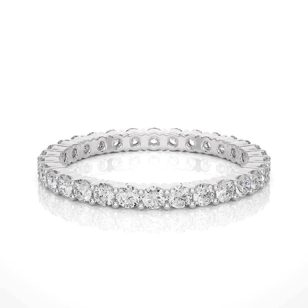 0.90 CT Round Lab Grown Diamond Eternity Band | 30 Stone Gold Ring