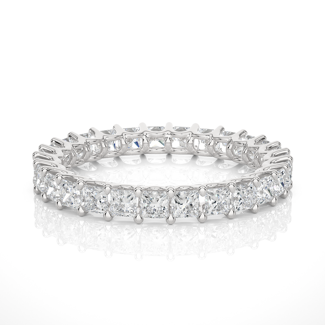 1.93 CT Princess Cut Lab Grown Diamond Eternity Band | 27 Stones | 10K, 14K & 18K Gold
