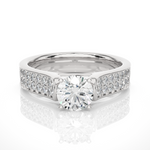 Load image into Gallery viewer, 1.29 CTW Round Lab-Grown Diamond Engagement Ring with Two-Row Pave Set E-F / VVS-VS
