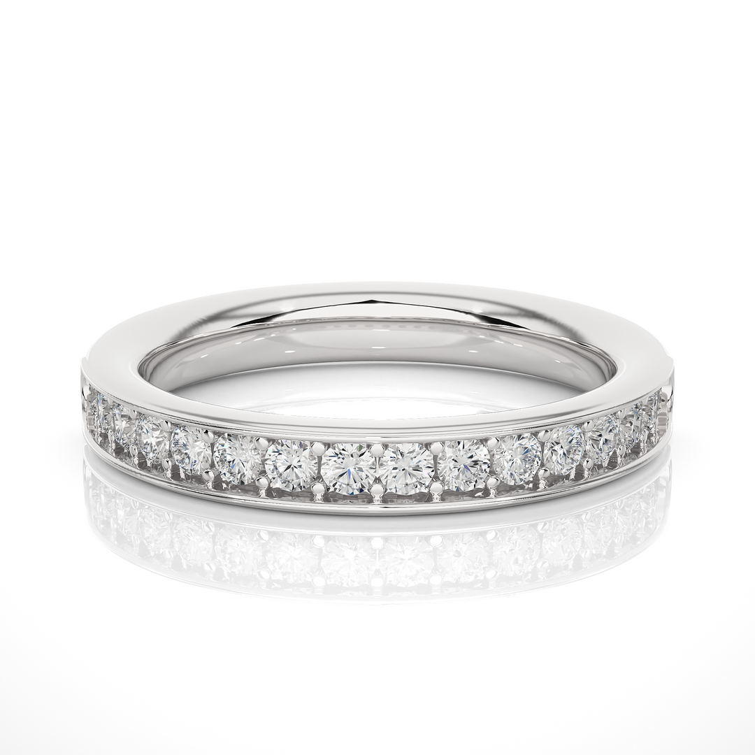 0.41 CT Round Cut Lab Grown Diamond Prong Set Wide Band  16 Stone IGI Certified