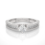 Load image into Gallery viewer, 0.48 CTW Round Lab-Grown Diamond Engagement Ring with Milgrain Detailing E-F / VVS-VS
