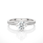 Load image into Gallery viewer, 0.78 CTW Round Lab-Grown Diamond Engagement Ring with Hidden Halo E-F / VVS-VS
