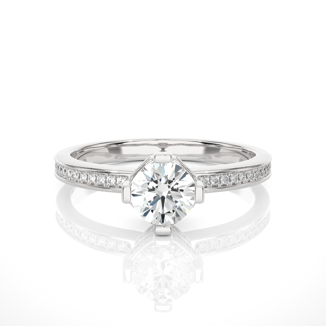 0.78 CTW Round Lab-Grown Diamond Engagement Ring with Hidden Halo E-F / VVS-VS