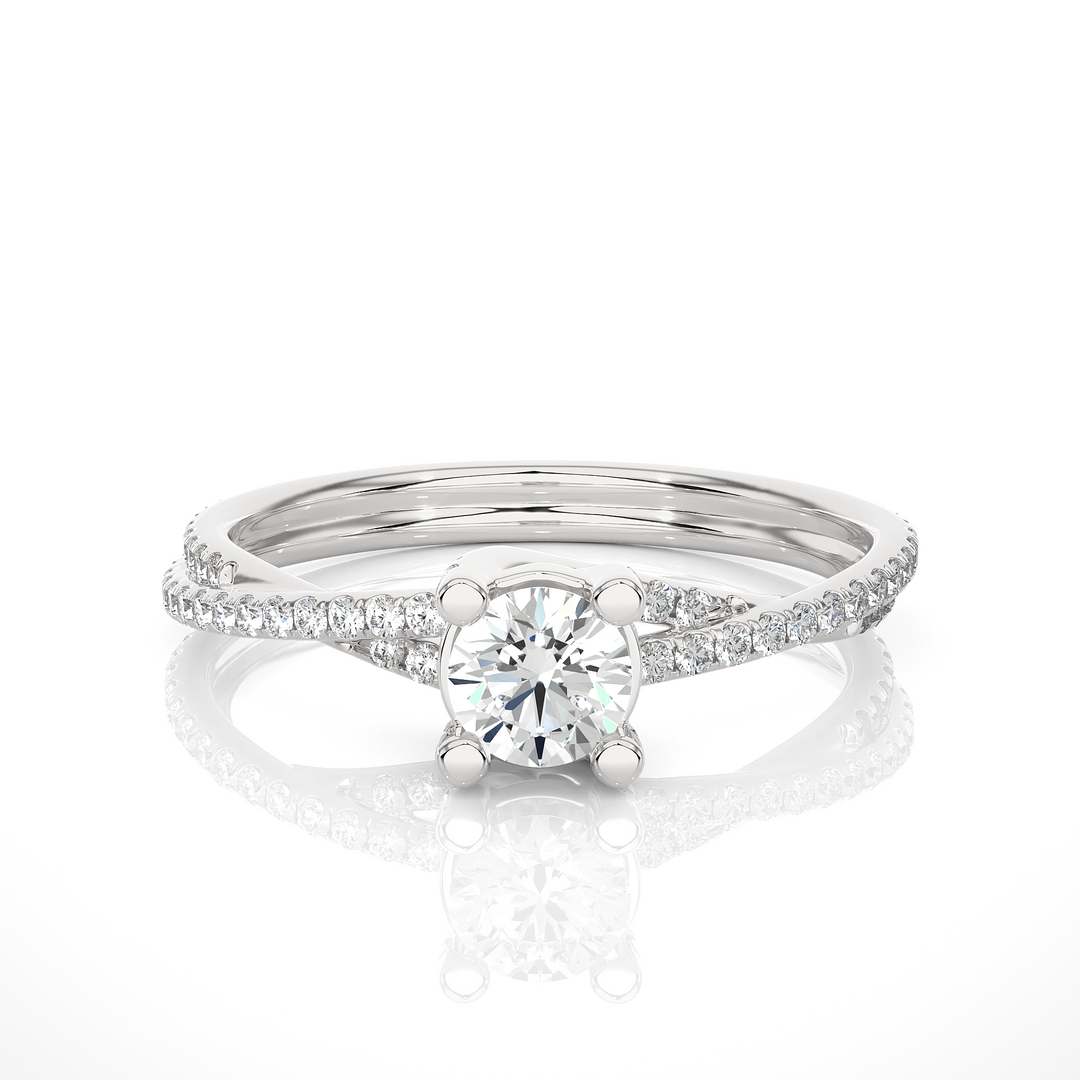 0.74 CTW Round Lab-Grown Diamond Twisted Engagement Ring E-F / VVS-VS