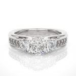 Load image into Gallery viewer, 1.70 CT Round Center with Round Side Lab Grown Diamond Three Stone Ring | 21 Stone Gold Band
