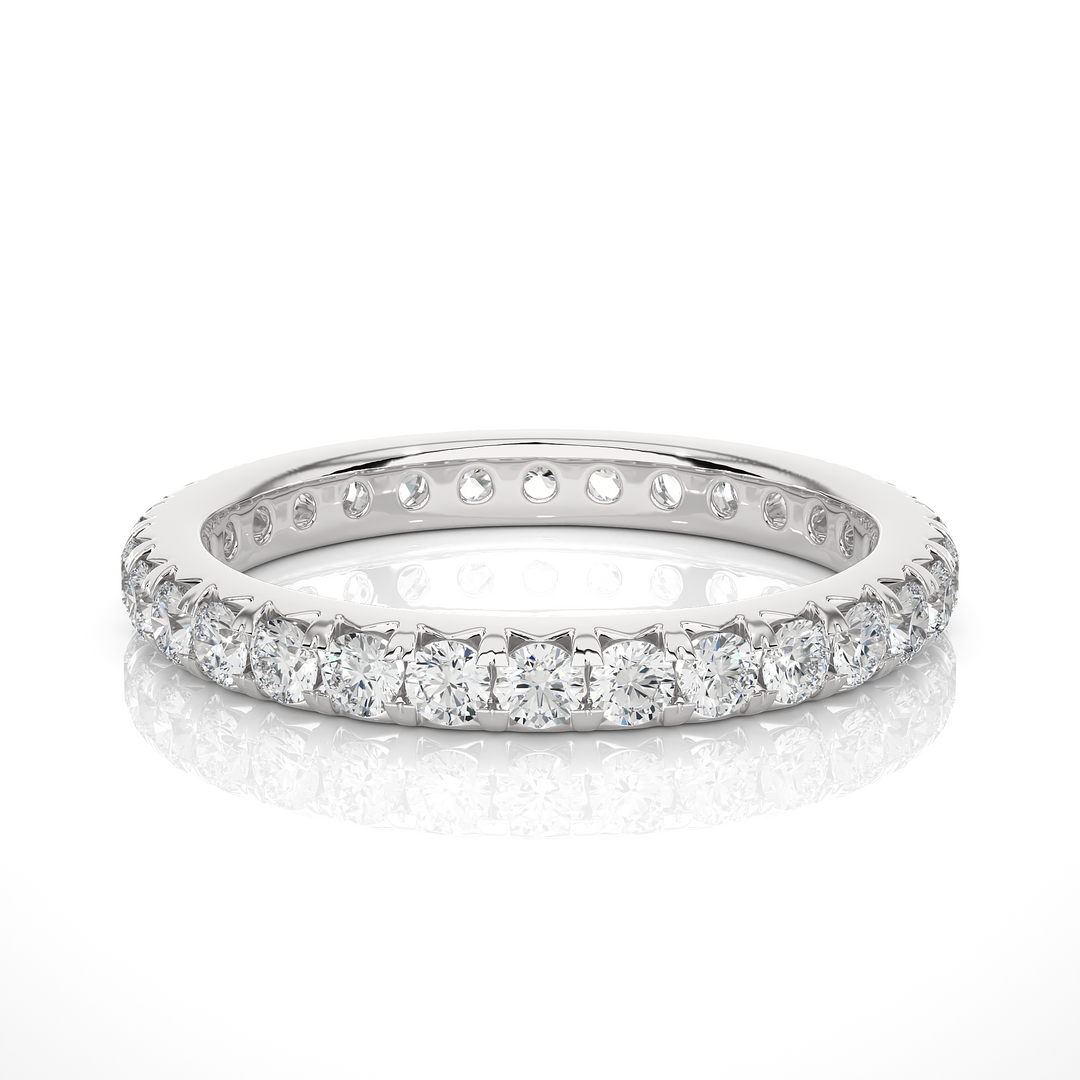 1.04 CT Round Lab Grown Diamond Micro Pave Eternity Band | 30 Stone Gold Ring