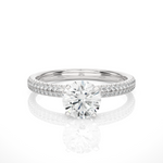Load image into Gallery viewer, 1.14 CTW Round Lab-Grown Diamond Engagement Ring with Two-Row Micropave Set E-F / VVS-VS
