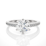 Load image into Gallery viewer, 1.47 CTW Round Lab-Grown Diamond Engagement Ring with Six-Prong Center &amp; Micropave Sides E-F / VVS-VS
