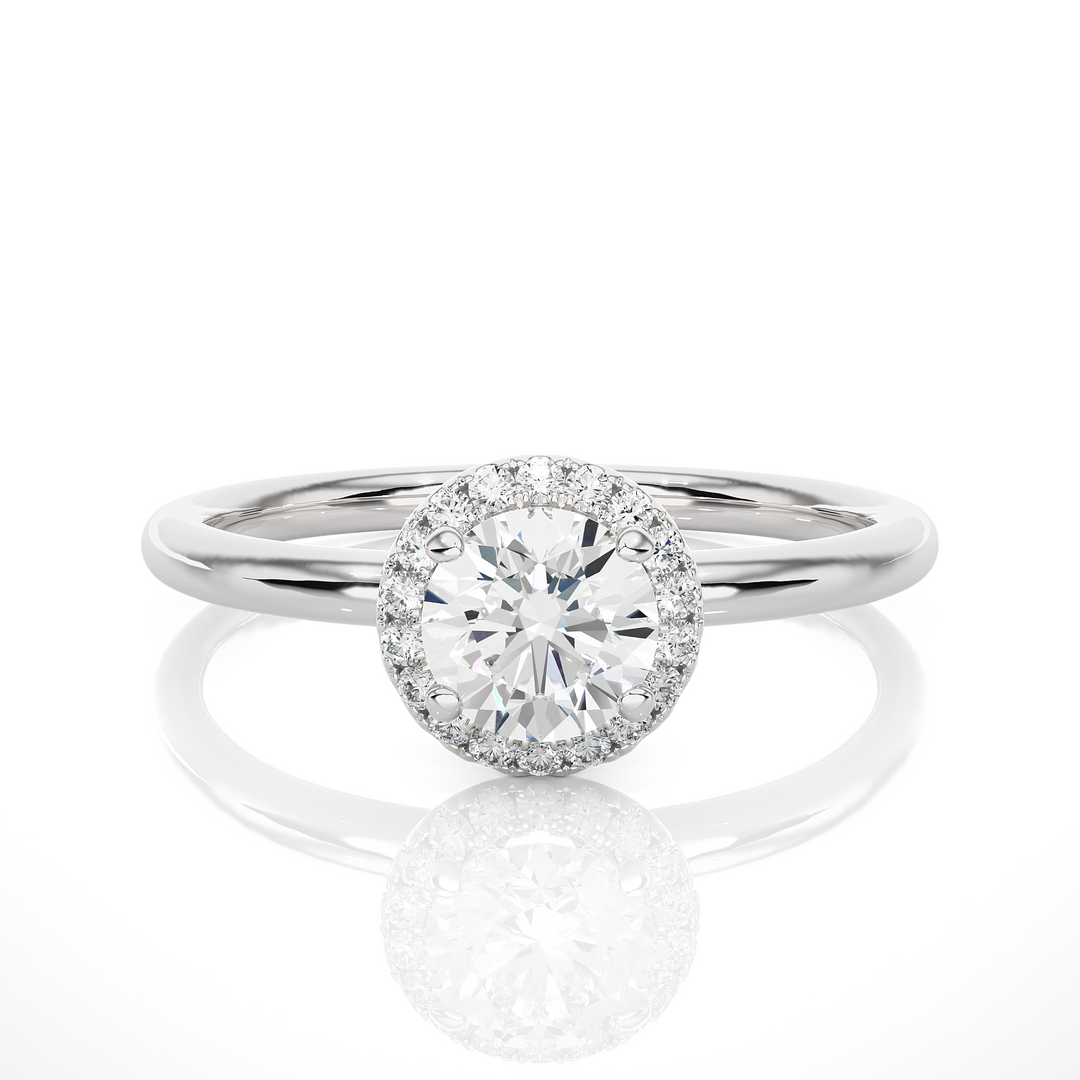 0.50 CT Round Diamond Halo Lab Grown Ring with 19 Stones