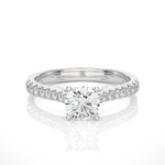 Load image into Gallery viewer, 0.85 CTW Round Lab-Grown Diamond Engagement Ring with Claw, Bezel &amp; Micropave Set E-F / VVS-VS
