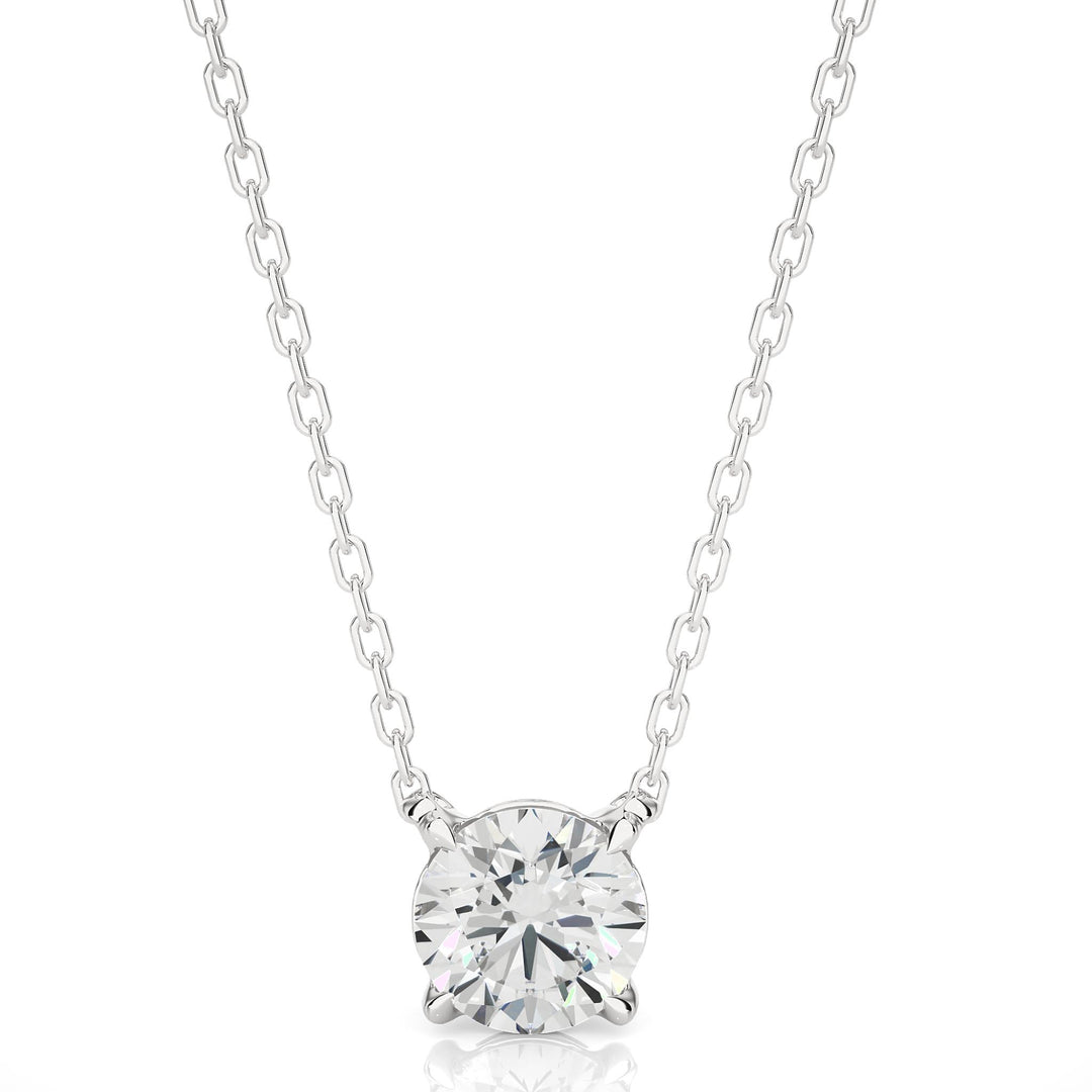 1.03 CT Lab-Grown Diamond Solitaire Pendant Necklace | Round Cut | 4-Prong | Solid Gold
