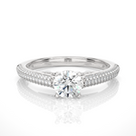 Load image into Gallery viewer, 1 CTW Round Lab-Grown Diamond Engagement Ring with Three-Row Thin Pave Band E-F / VVS-VS
