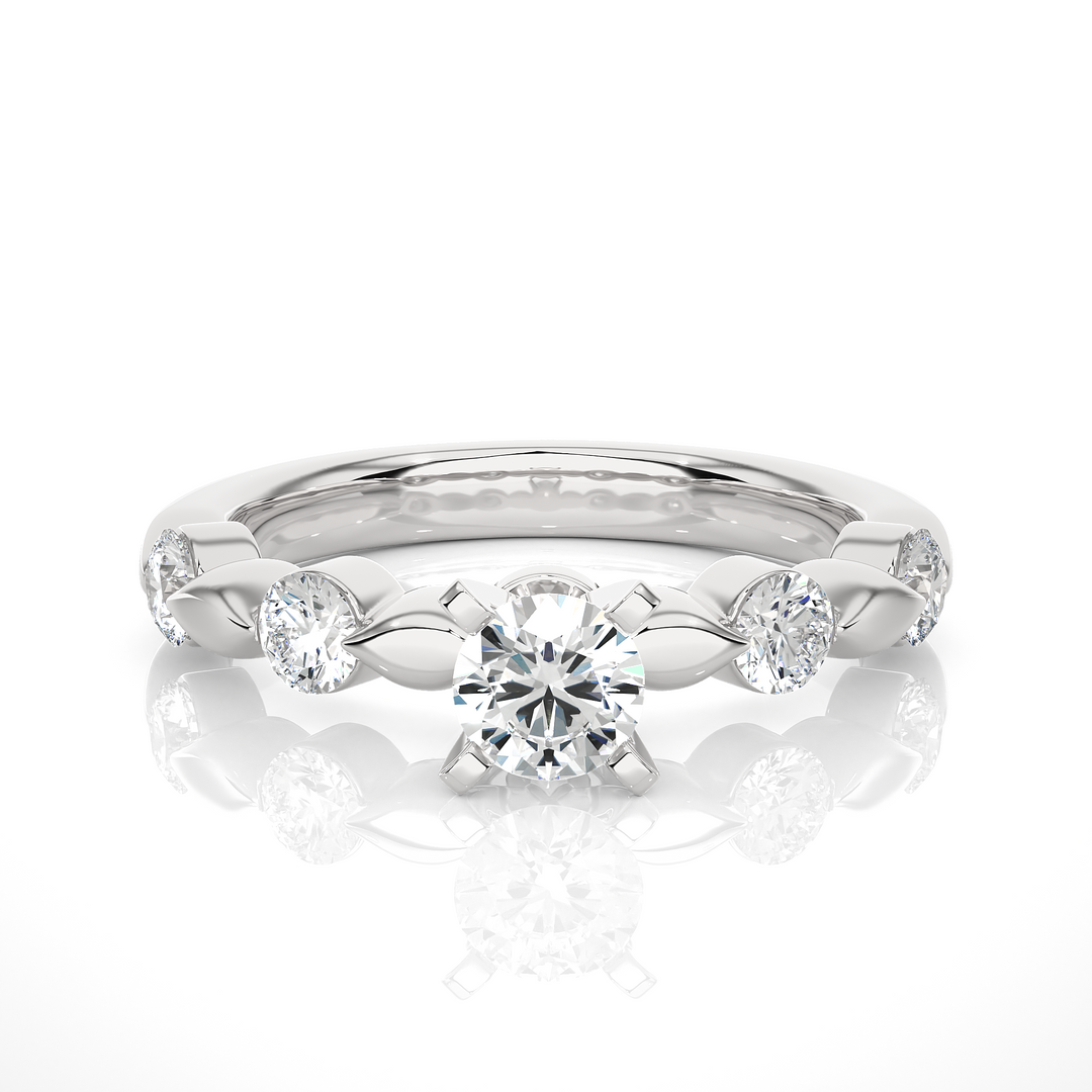 0.90 CTW Round Lab-Grown Diamond Engagement Ring in Unique Style E-F / VVS-VS