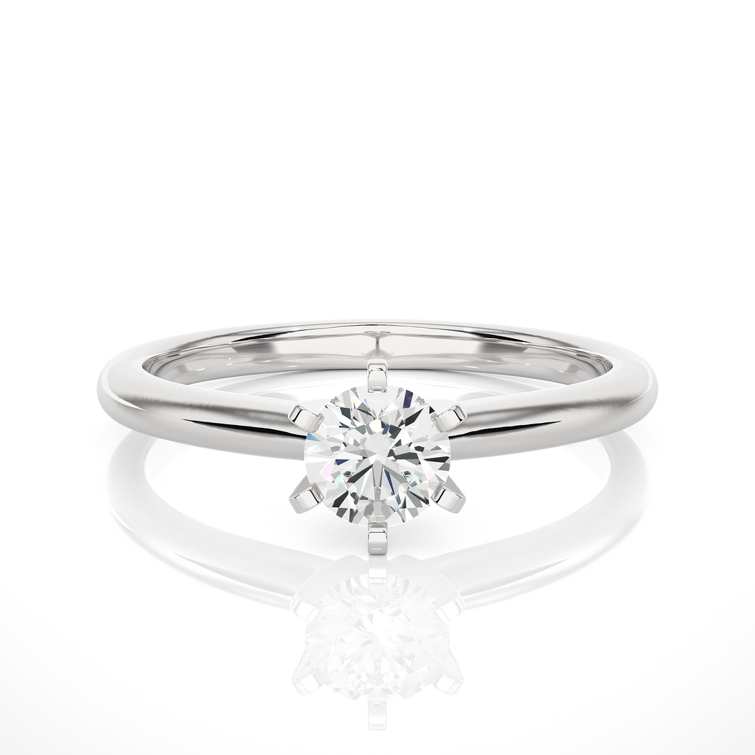 0.41 CT Round Lab Grown Diamond Solitaire Engagement Ring | Four Prong Gold Band