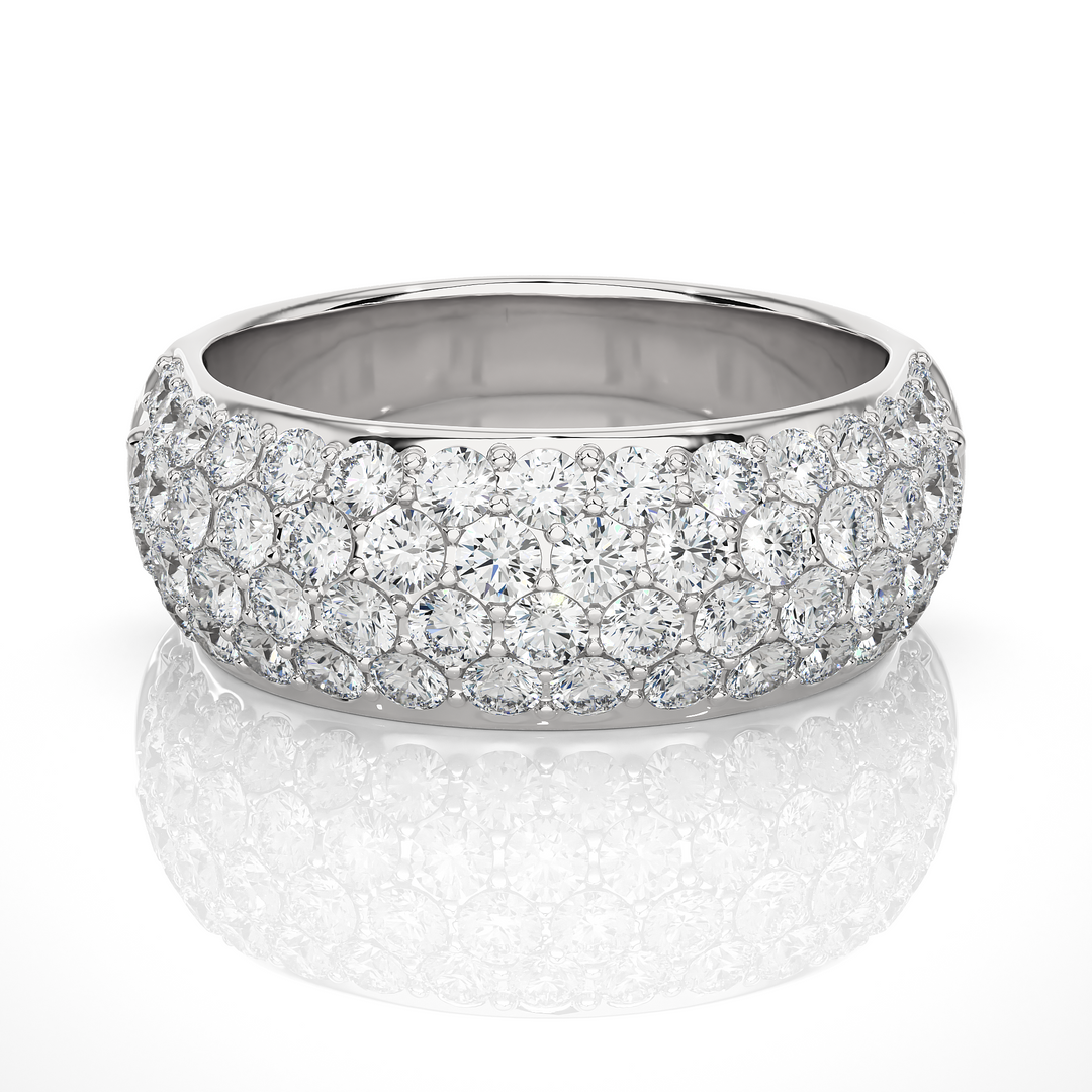 1.88 CT Round Cut Lab Grown Diamond 4 Row Pave Band  58 Stone Bold IGI Certified