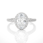 Load image into Gallery viewer, 1.20 CT Oval Halo Lab Grown Diamond Ring with Round Side Stones
