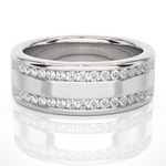 Load image into Gallery viewer, 0.46 CT Men’s Two Row Lab Grown Diamond Ring | 30 Stone Gold Band
