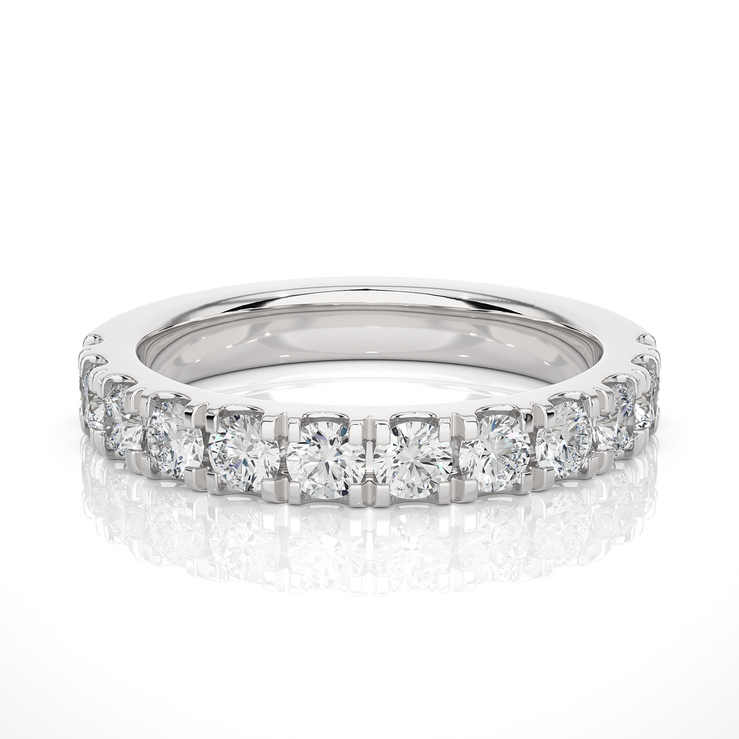 0.99 CT Round Cut Lab Grown Diamond Micro Pave Band  12 Stone IGI Certified