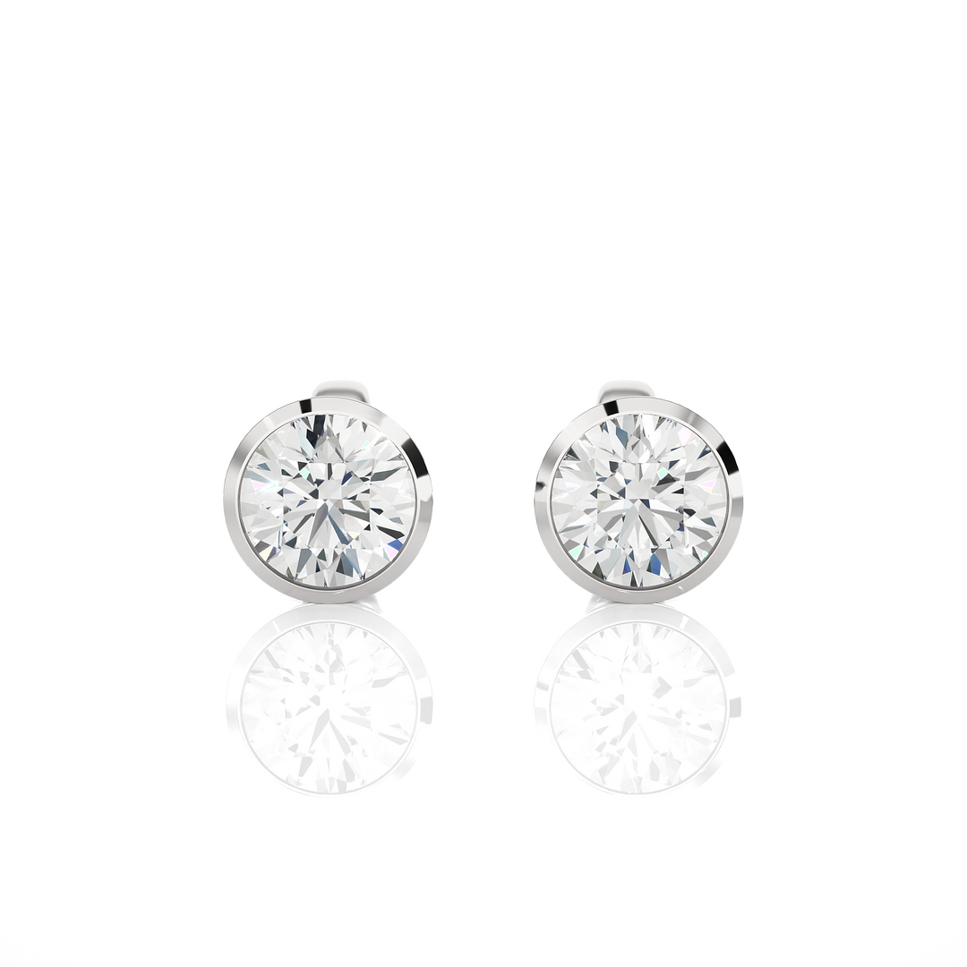 1.00 CTW Round Cut Lab-Grown Diamond Bezel Set Push Back Earrings