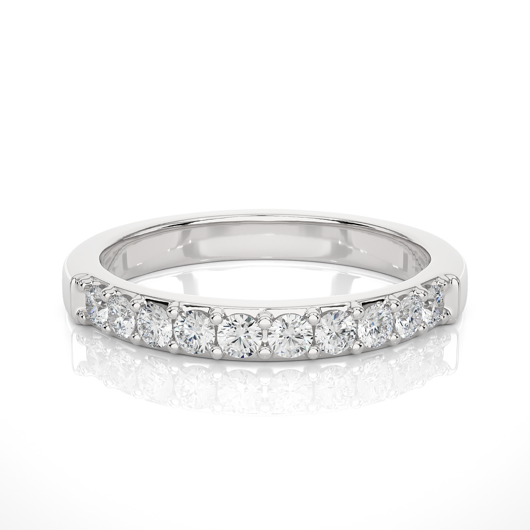 0.40 CT Round Cut Lab Grown Diamond Prong Set Band  10 Stone IGI Certified