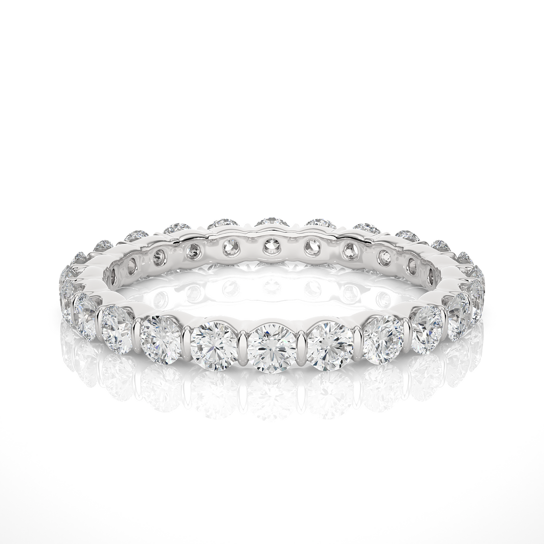 1.09 CT Round Lab Grown Diamond Bar Set Eternity Band | 24 Stone Gold Ring