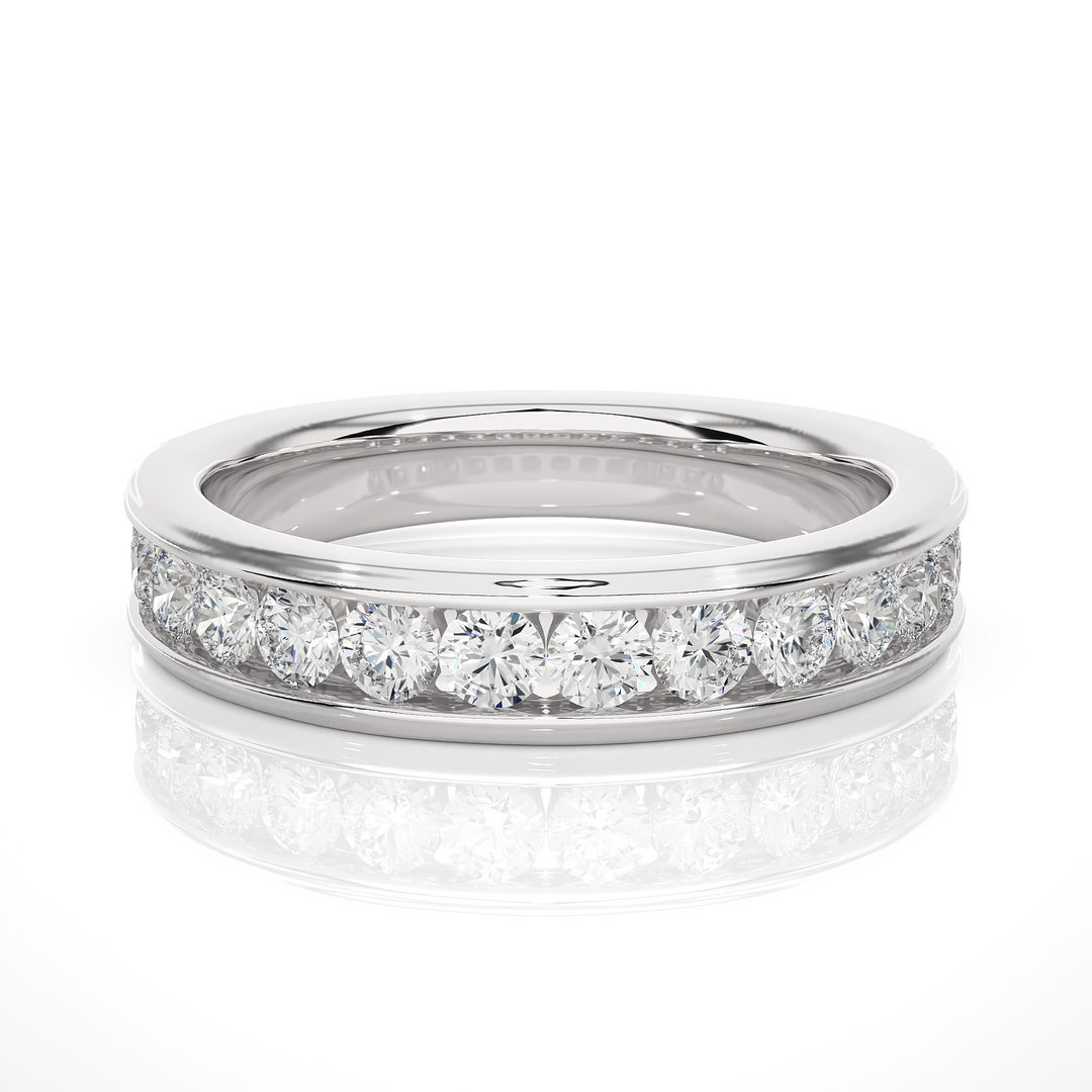 0.92 CT Round Cut Lab Grown Diamond Channel Set Band  14 Stone IGI Certified