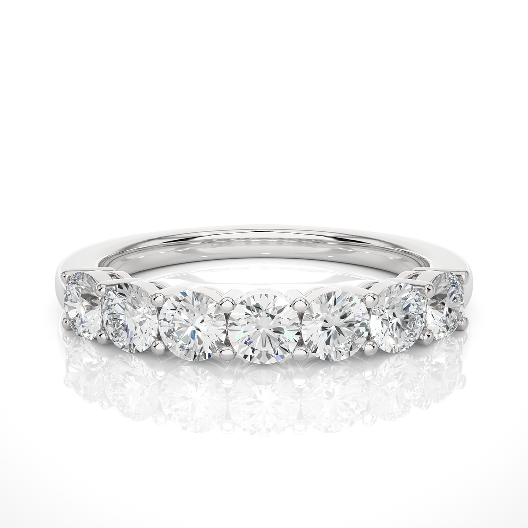 1.13 CT Round Cut Lab Grown Diamond Prong Set Band  7 Stone IGI Certified