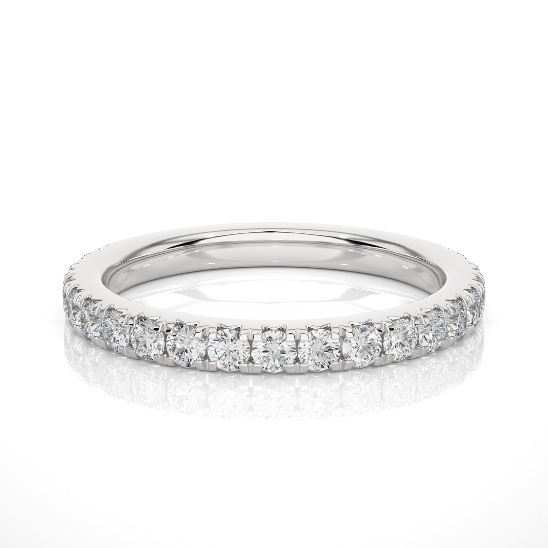 0.73 CT Round Cut Lab Grown Diamond Micro Pave Band  21 Stone IGI Certified
