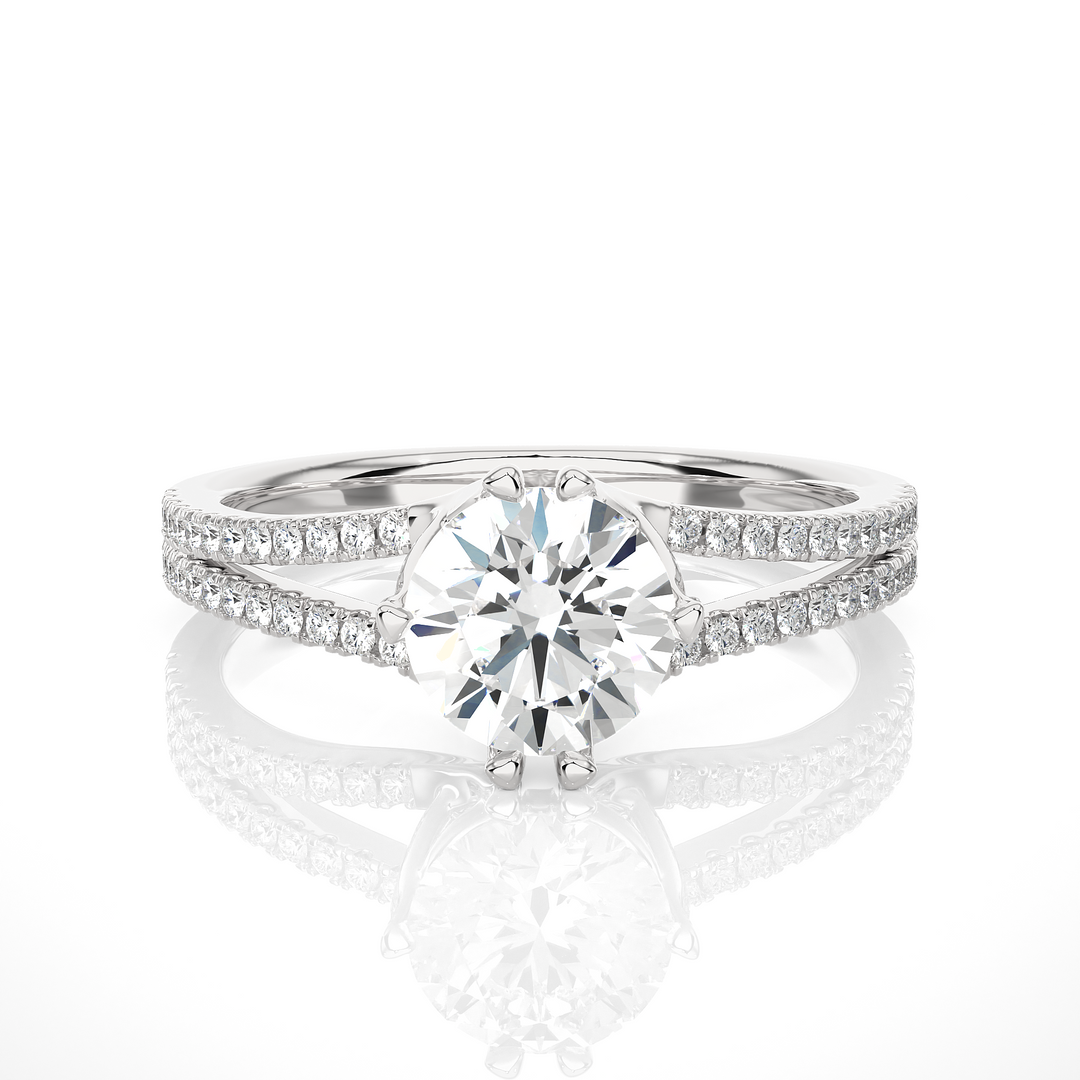 1.34 CTW Round Lab-Grown Diamond Engagement Ring with Split Shank E-F / VVS-VS