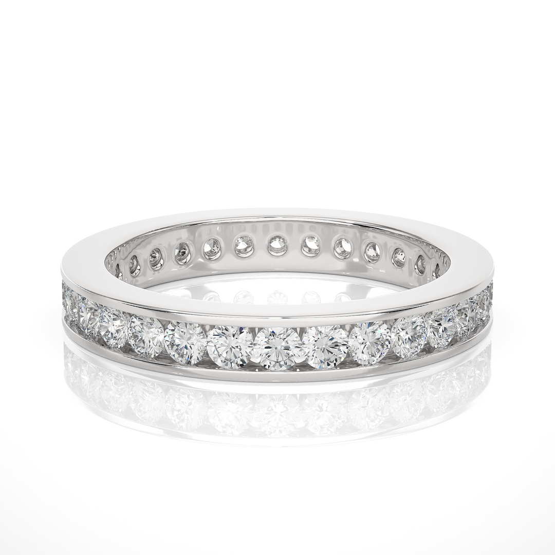 1.20 CT Round Lab Grown Diamond Channel Set Eternity Band | 30 Stone Gold Ring