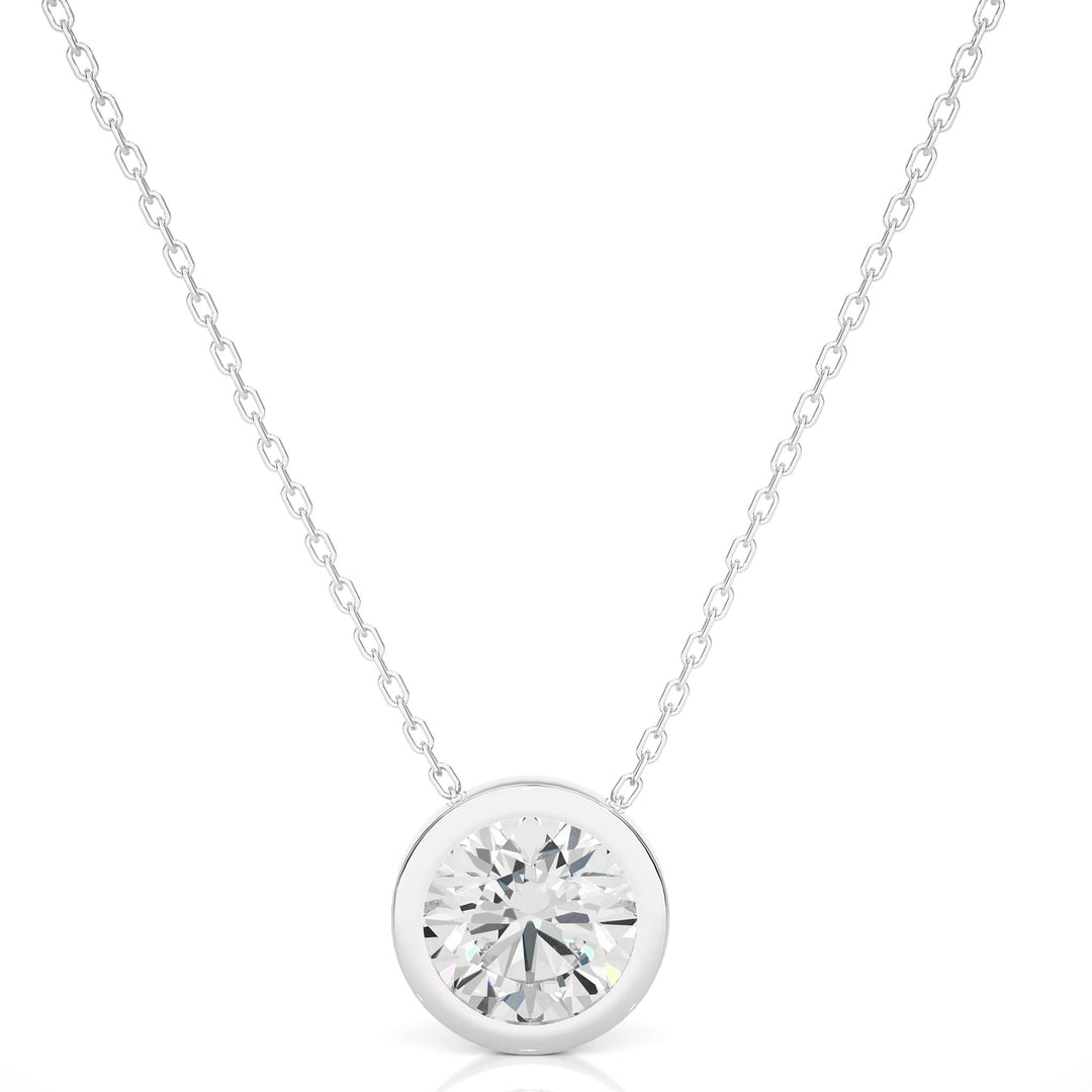 1.08 CT Lab-Grown Diamond Bezel-Set Pendant Necklace | Round Cut | Solid Gold