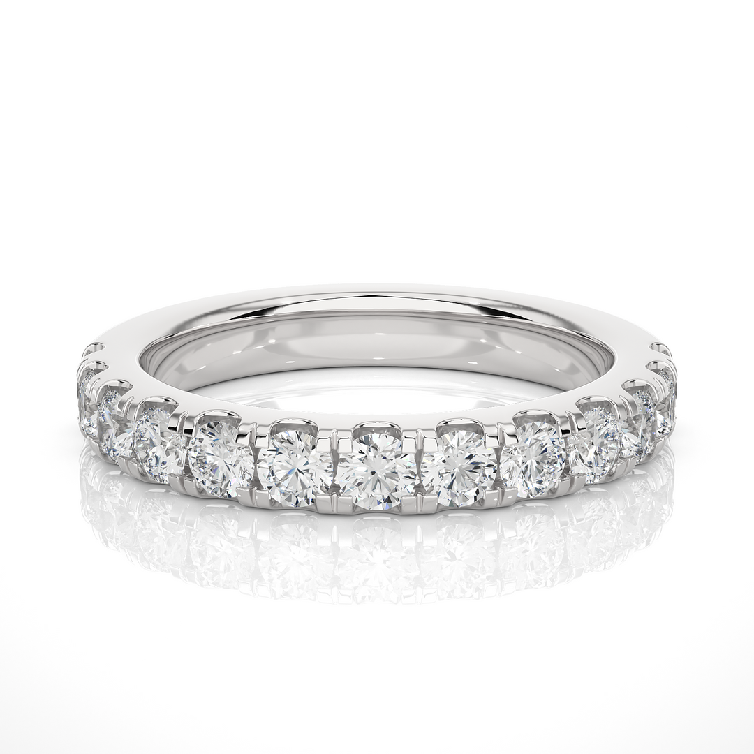 0.96 CT Round Cut Lab Grown Diamond Micro Pave Band  13 Stone IGI Certified