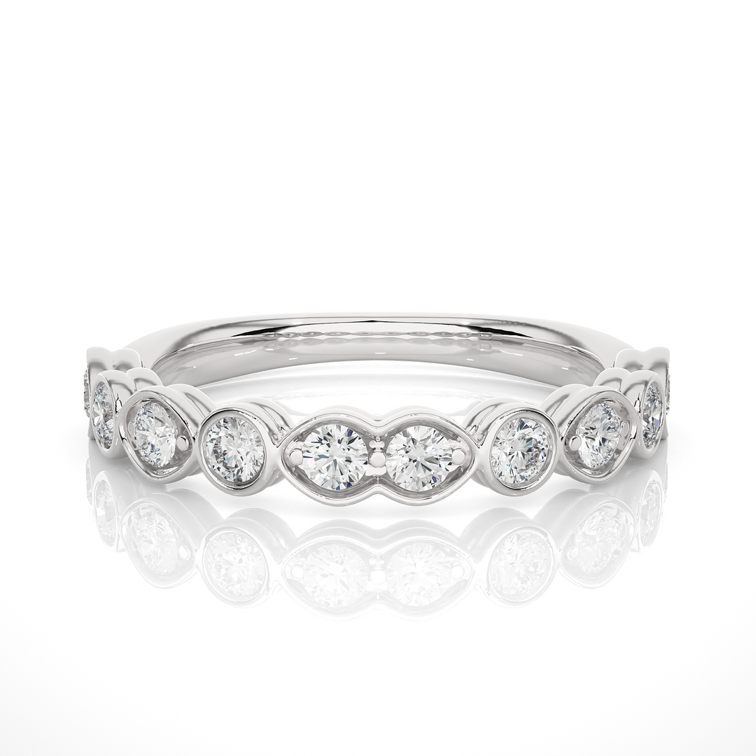 0.69 CT Round Cut Lab Grown Diamond Bezel & Prong Set Band  10 Stone IGI Certified