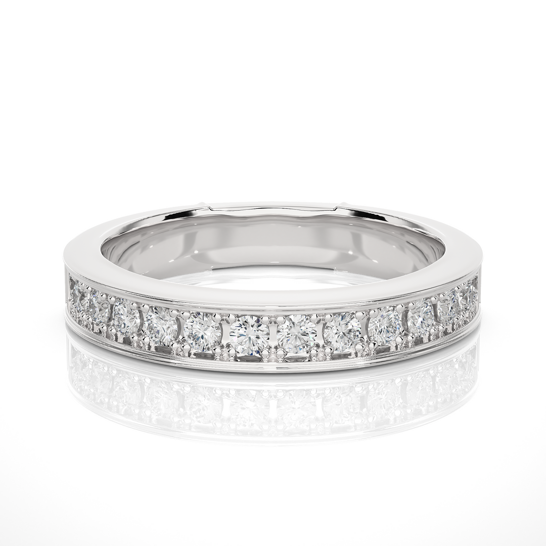 0.49 CT Round Cut Lab Grown Diamond Bold Prong Set Band  14 Stone IGI Certified