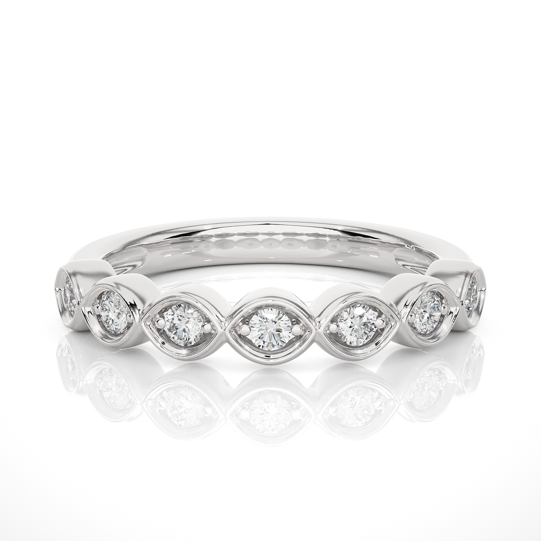 0.21 CT Round Cut Lab Grown Diamond Marquise-Style 7 Stone Ring  IGI Certified