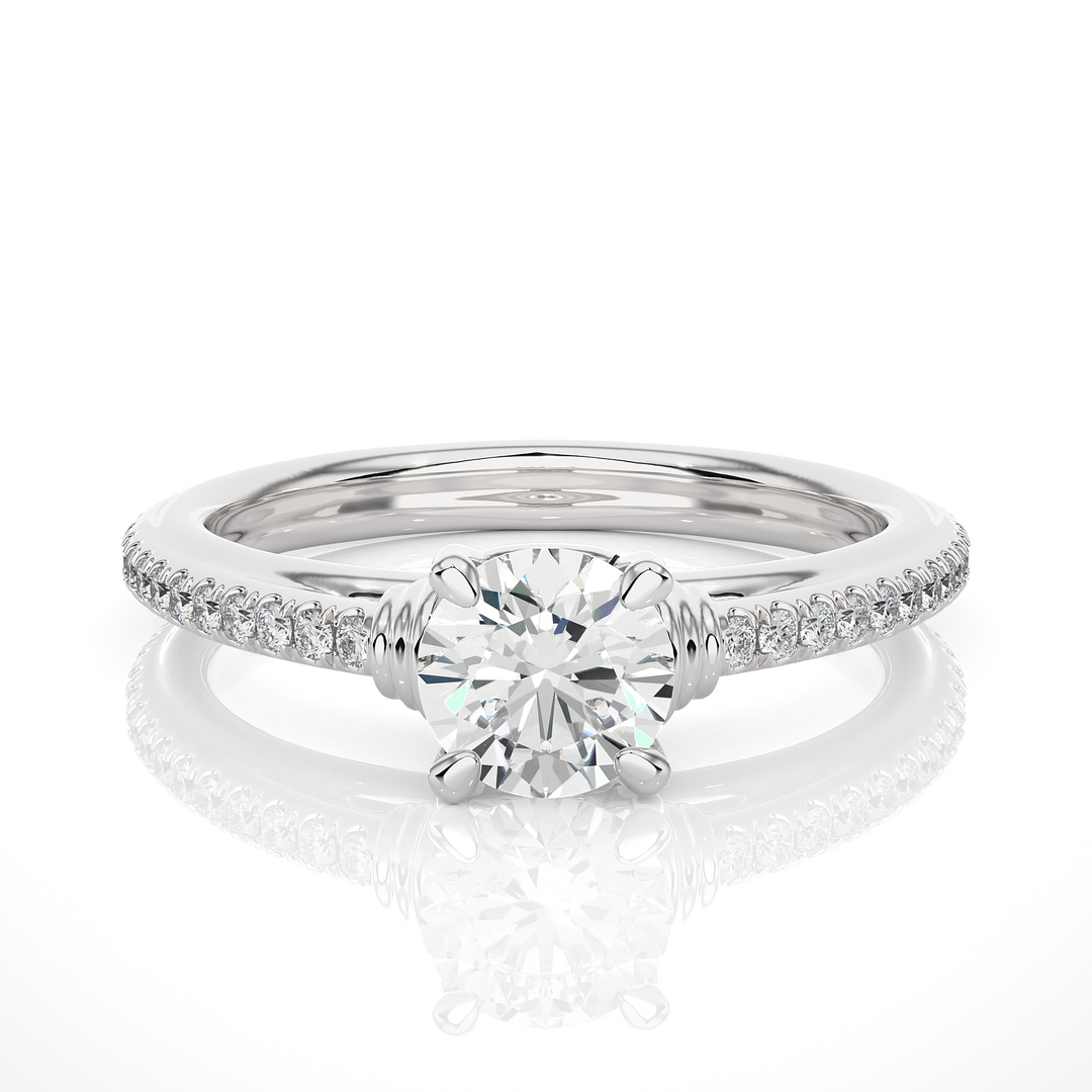 1.26 CTW Round Lab-Grown Diamond Engagement Ring with Rope-Style Sides E-F / VVS-VS